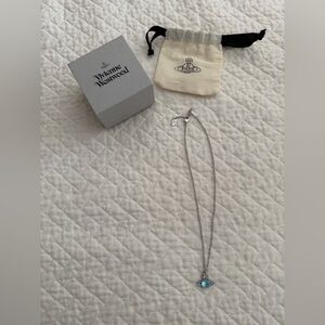 Vivienne Westwood Aquamarine Mermaid Tears Silver Necklace